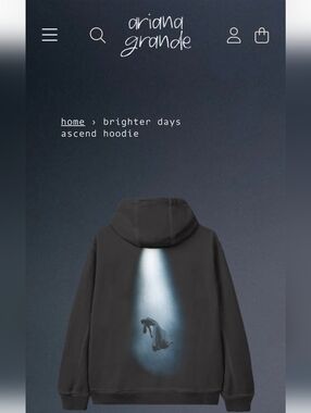 Ariana Grande Brighter Days Ascend Hoodie Oversized XL  Vintage Charcoal Gray